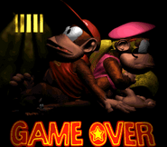The Game Over screen in the Super Nintendo Entertainment System version.