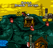 Boss Dumb Drum stage location in the world map of the Kremkroc Industries, Inc. as seen in the game Donkey Kong Country for GBC.