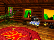 Interior of the treehouse from the game Donkey Kong 64 for Nintendo 64.