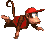 Animated sprite of Diddy Kong swimming, from the game Donkey Kong Country 2.