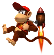 Diddy Kong con su nuevo jet pack.
