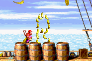 Diddy and Dixie Kong beneath a Golden Feather.