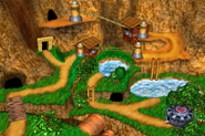 The world map of Razor Ridge as seen in the game Donkey Kong Country 3 for GBA.