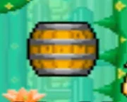 A lone wooden barrel in .