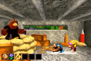 Interior of Brigadier Bazooka Bear as seen in the game Donkey Kong Country 3 for GBA.
