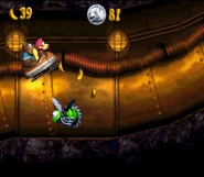 DemolitionDrainPipe.png (69 KB) Dixie and Kiddy Kong riding the Toboggan in the level Demolition Drain-Pipe from Donkey Kong Country 3: Dixie Kong's Double Trouble!.