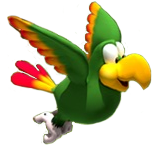 Artwork of Squawks the Parrot.