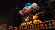 Colonel Pluck, the seventh boss, piloting the Stompybot 3000, as seen in the game.