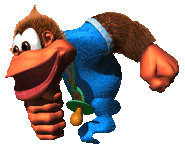 Alternative artwork of Kiddy Kong running from the game Donkey Kong Country 3.