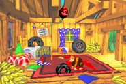 Interior of the treehouse as seen in the game Donkey Kong Country for GBA.