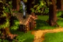 The exterior of Brash's Cabin, as seen in the world map of Kremwood Forest of the game Donkey Kong Country 3: Dixie Kong's Double Trouble! for SNES.
