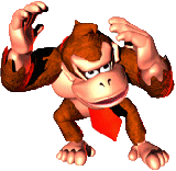 Artwork of Donkey Kong ducking, from the game Donkey Kong Country.