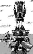 The world map of K. Rool's Keep as seen in the game Donkey Kong Land 2 for Game Boy.