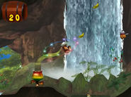 DK floating in a bubble created by the plant.