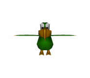 Frontal view of the Squawks' model from the game Donkey Kong 64 for Nintendo 64.