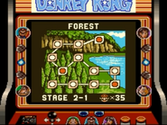 The world map of Forest of the game Donkey Kong for Game Boy, as seen on the Super Game Boy for SNES.