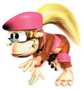 Artwork of Dixie Kong running, from the game Donkey Kong Country 2.