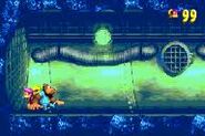 Kiddy and Dixie Kong at the entrance to the beginning of the stage, as seen in the game Donkey Kong Country 3 for GBA.