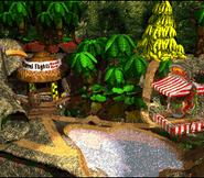 The second half of the world map of Kongo Jungle as seen in the game Donkey Kong Country for SFC/SNES.