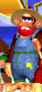 Alternative screenshot of "Redneck Kong", showing his character color scheme, as seen in an earlier build of the canceled game Diddy Kong Pilot for GBA.