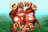 Game Over screen of Donkey Kong Country for GBA.