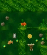 Donkey Kong in the next to some spikes, trying to get the Banana Coin.