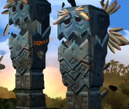 Giant-sized Screaming Pillars as seen in the game Donkey Kong Country Returns for Wii.