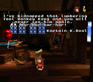 The Donkey Kong's kidnapping letter from Kaptain K. Rool in the North American version.