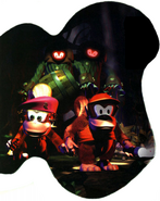 Artwork of two Kloaks stalking Diddy and Dixie Kong.