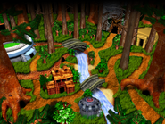 The world map of Kremwood Forest as seen in the game Donkey Kong Country 3 for GBA.