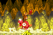 The Kongs harming Very Gnawty once, as seen in the game Donkey Kong Country for GBA.