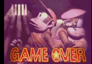 Game Over screen as seen in the game Donkey Kong Country 2 for GBA.