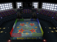 The boxing arena inside the King Kruiser II as seen in the game Donkey Kong 64 for Nintendo 64.