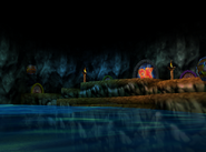 Entrance lobby to the level Gloomy Galleon, as seen in the game Donkey Kong 64 for Nintendo 64.