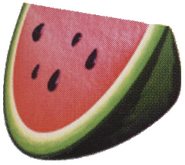 Watermelon slice's artwork from the game Donkey Kong 64