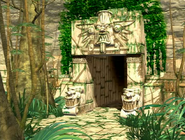 The entrance of the Inka Dinka Doo's Temple in the jungle as seen in the first season of the Donkey Kong Country animated series.