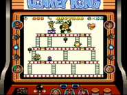 Mario in the stage 100m of the game Donkey Kong for Game Boy, as seen on the Super Game Boy for SNES.