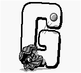 Un Clambo en frente de la letra "G" en Donkey Kong Country (GBC)