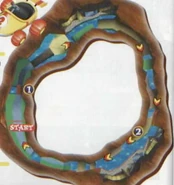 Aerial view of the Wizpig's first course in the game Diddy Kong Racing for Nintendo 64.