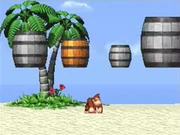 Several selectable barrels in the Bonus Level.