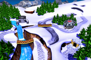 The world map of K3 as seen in the game Donkey Kong Country 3 for GBA.