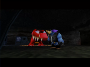 A rare Red Klap Trap scaring Kasplat.