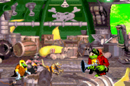 Kremling Krew's group shot as seen during introduction cutscene of the game Donkey Kong Country 2 for GBA.