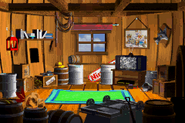 Interior of the Cranky's Cabin from the game Donkey Kong Country for GBA.