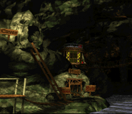 The first half of the world map of Chimp Caverns as seen in the game Donkey Kong Country for SFC/SNES.