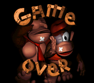Game Over screen of Donkey Kong Country for SFC/SNES.