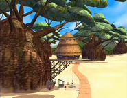 Exterior of the Donkey and Diddy Kong's treehouse as seen in the first season of the Donkey Kong Country animated series.