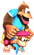 Kiddy montado sobre Dixie Kong.