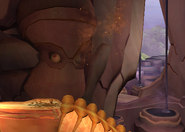 A fossil in the background similar to Squiddicus.