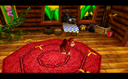 Interior of the treehouse as seen in the game Donkey Kong 64 for Nintendo 64.